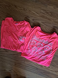 Shirt - Ladies V-Neck, short-sleeved PIG Chase (Hot Coral)